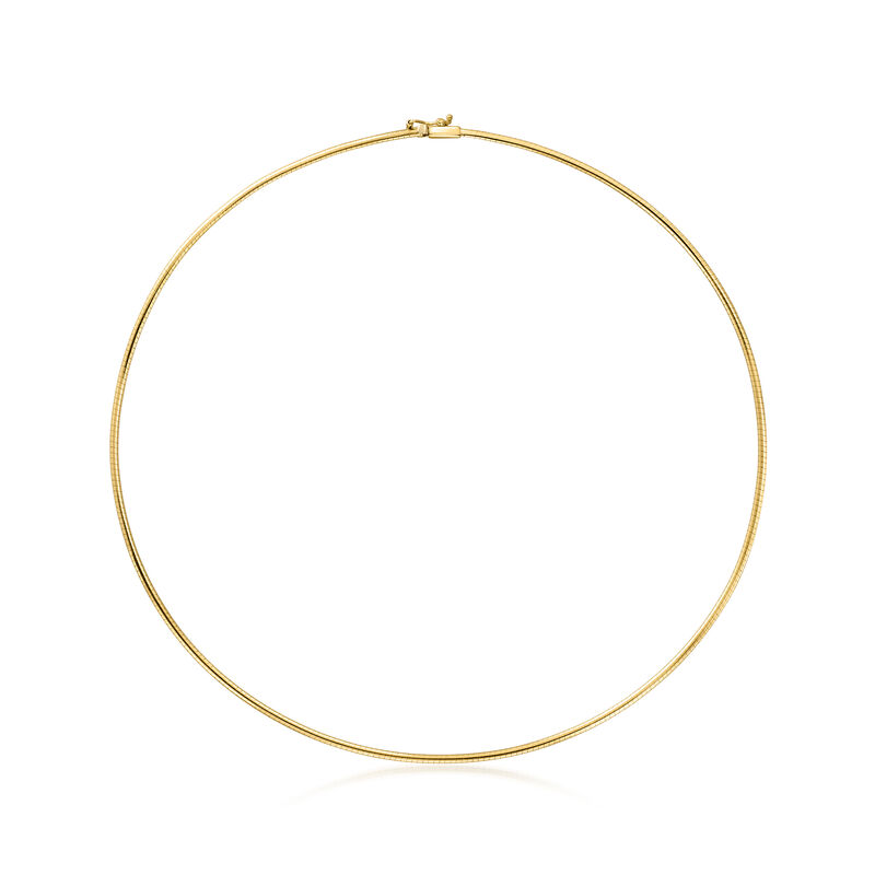 Italian 2mm 10kt Yellow Gold Omega Necklace image number 0