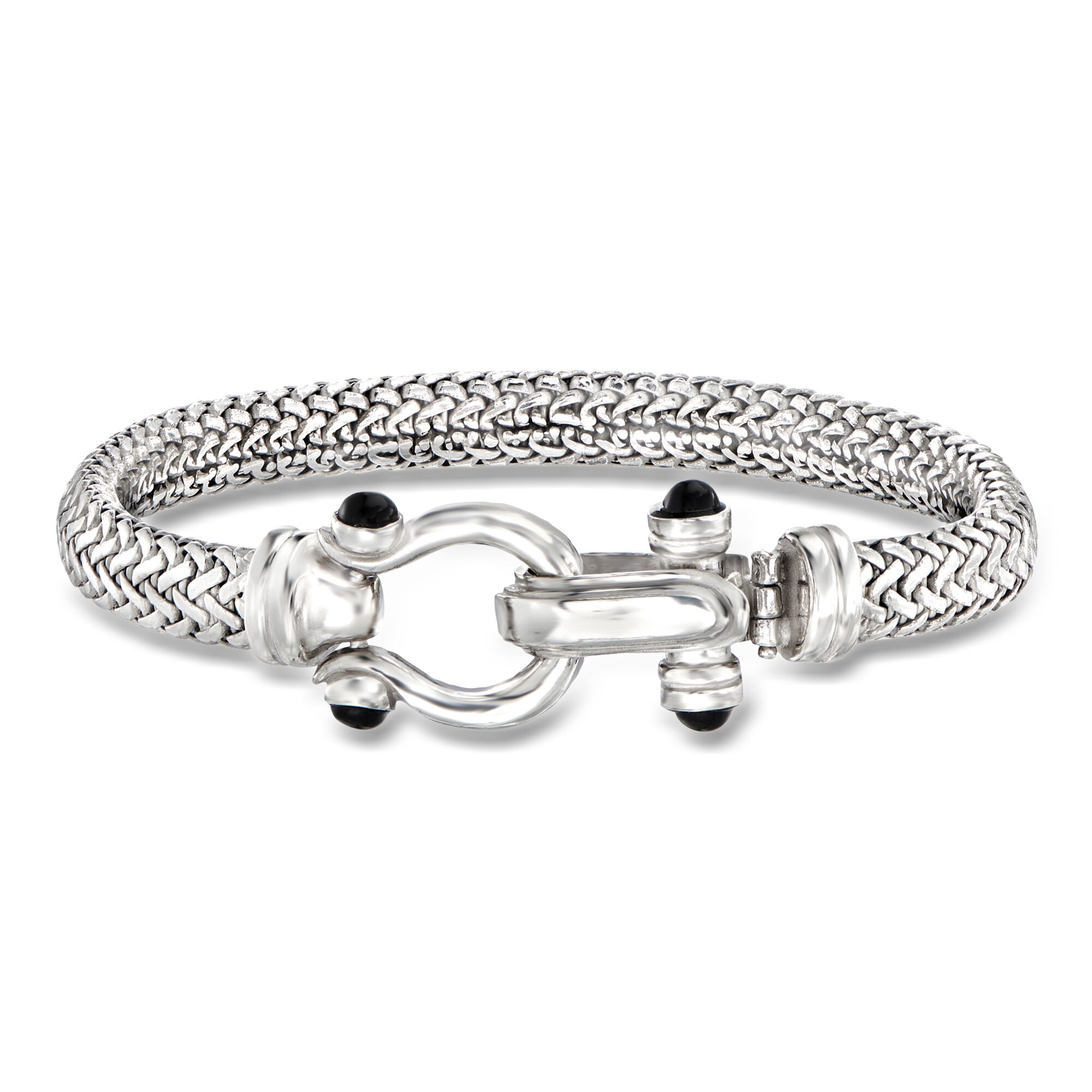 Italian Sterling Silver Horsebit Bracelet with Black Onyx | Ross