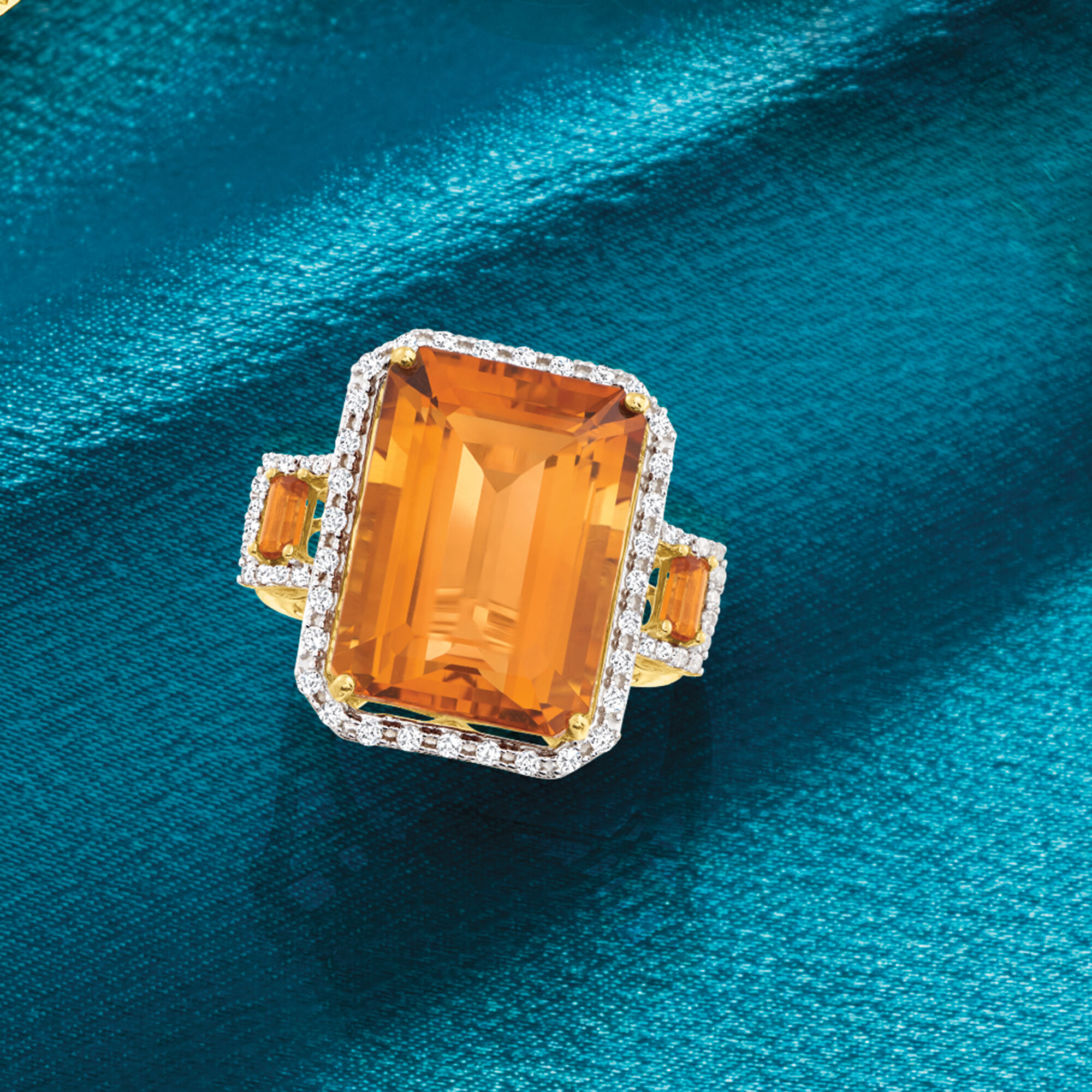 16.20 ct. t.w. Madeira Citrine and .44 ct. t.w. Diamond Ring in