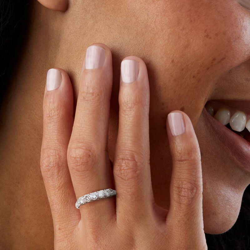 C. 1970 Vintage .45 ct. t.w. Diamond Five-Stone Ring in 14kt White Gold. Size 8 image number 1