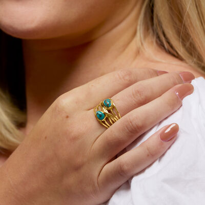 Turquoise Highway Ring in 18kt Gold Over Sterling