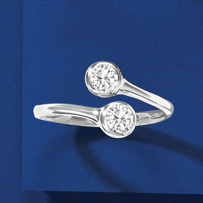 .70 ct. t.w. Bezel-Set Diamond Bypass Ring in Platinum image number 3