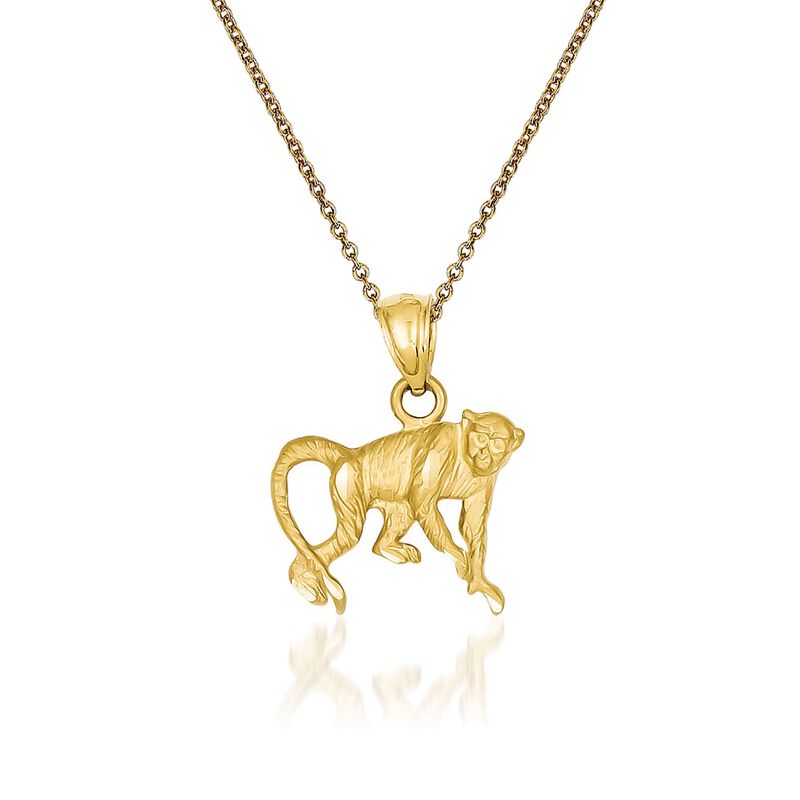 14kt Yellow Gold Monkey Pendant Necklace image number 0