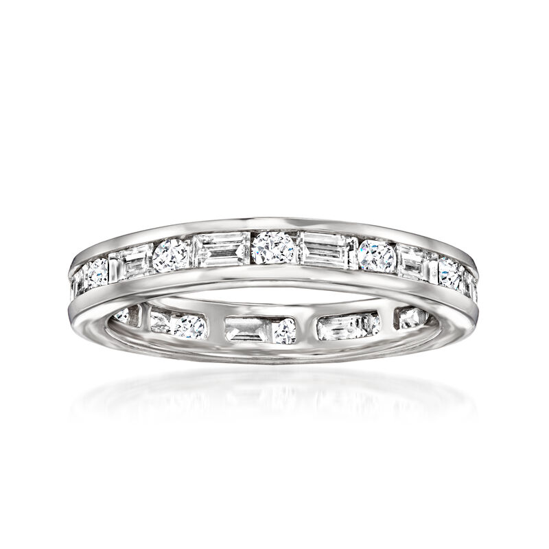 1.75 ct. t.w. Channel-Set Round and Baguette Diamond Eternity Band in 14kt White Gold image number 0