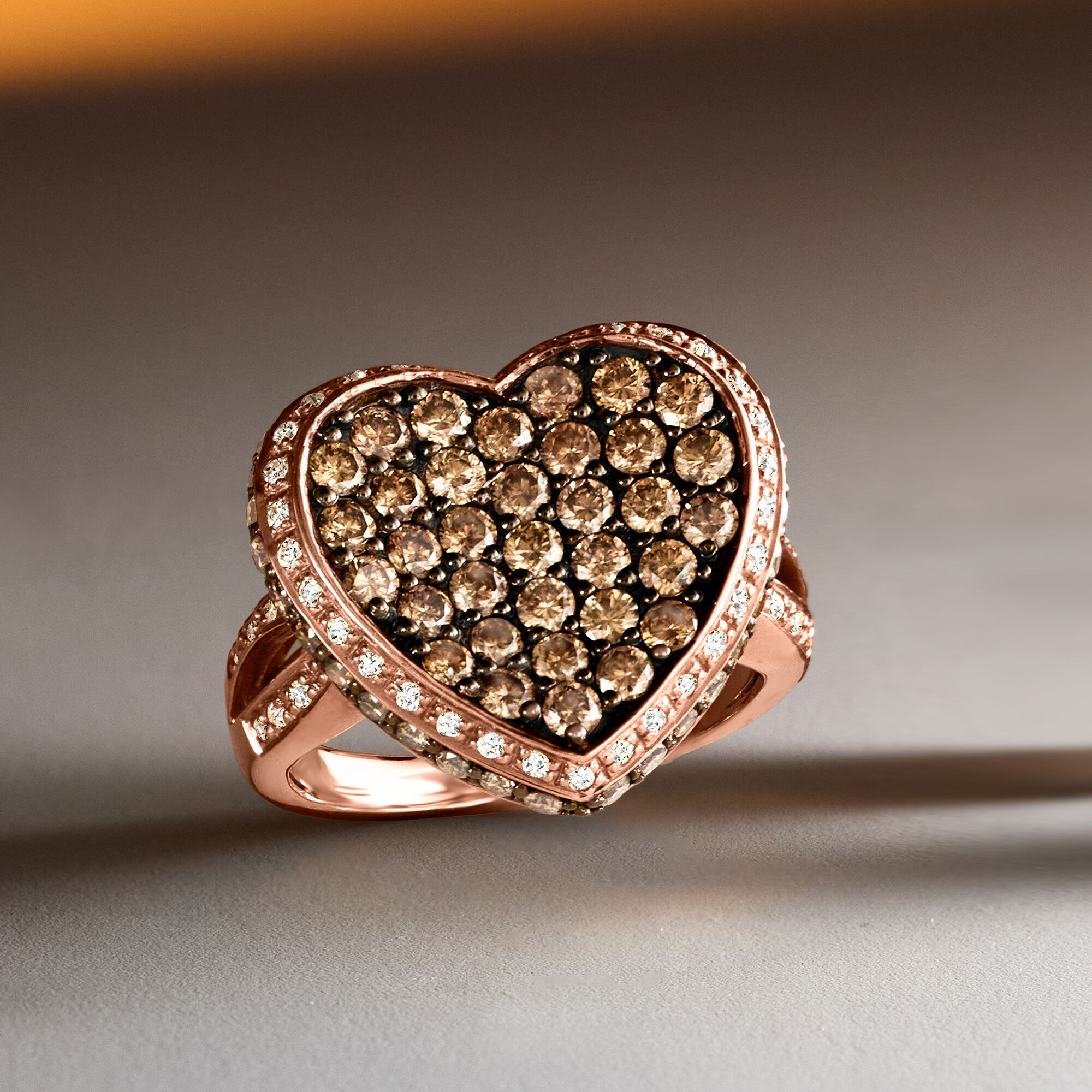 Le Vian 1.70 ct. t.w. Chocolate Diamond Heart Ring with .19 ct. t.w. Vanilla Diamonds in