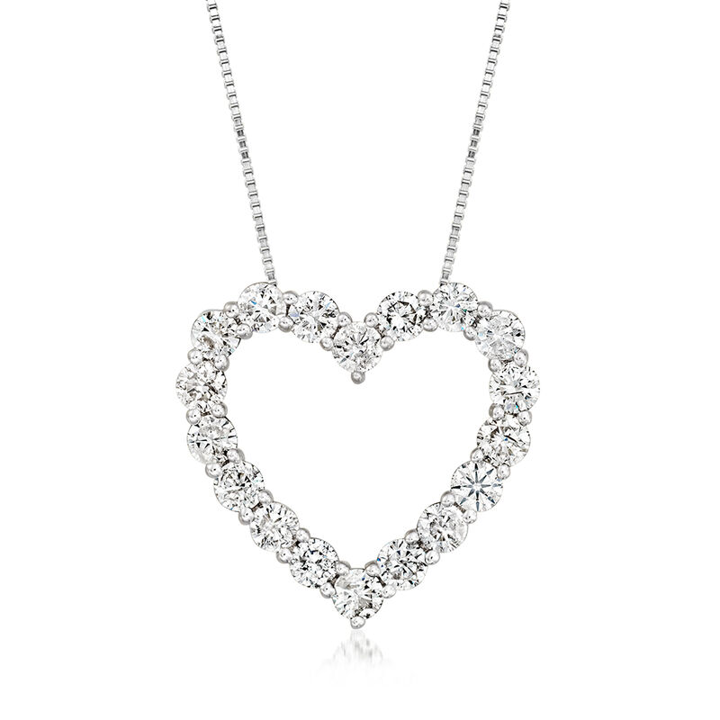 1.50 ct. t.w. Diamond Heart Pendant Necklace in 14kt White Gold image number 0