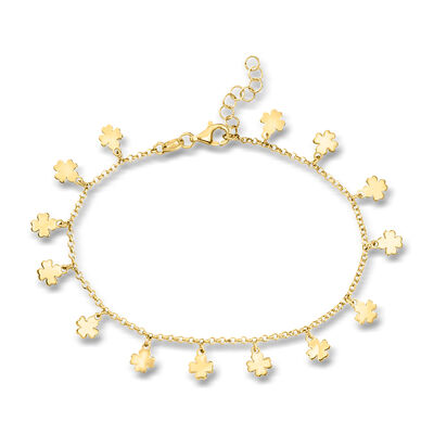 Italian 18kt Gold Over Sterling Clover Station Bracelet