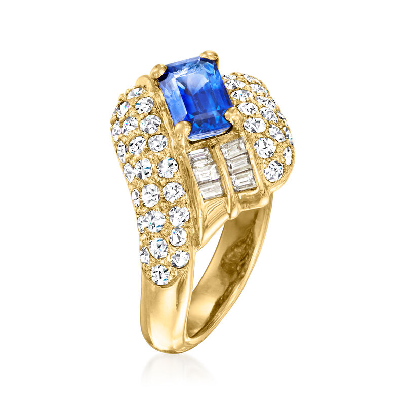 C. 1980 Vintage 1.14 Carat Sapphire and 1.07 ct. t.w. Diamond Ring in 18kt Yellow Gold. Size 5 image number 2