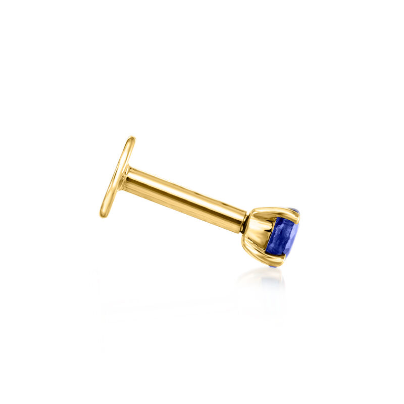 .10 Carat Sapphire Single Flat-Back Stud Earring in 14kt Yellow Gold image number 2