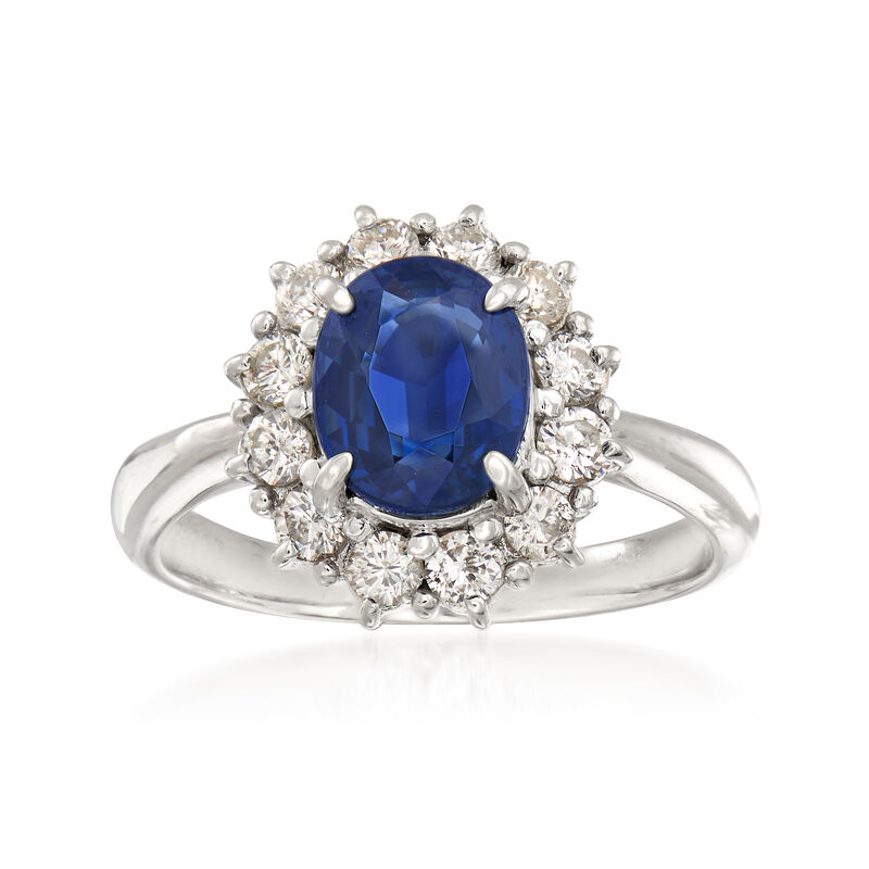 2.17 Carat Sapphire and .68 ct. t.w. Diamond Ring in Platinum. Size 7 image number 0