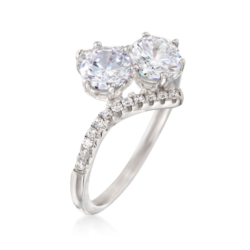 1.80 ct. t.w. CZ Two-Stone Ring in Sterling Silver image number 2