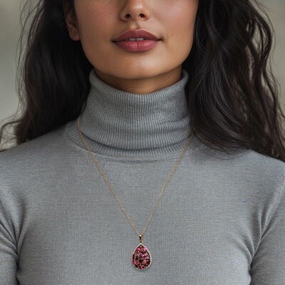 5.10 ct. t.w. Multi-Gemstone Teardrop Pendant Necklace in 18kt Gold Over Sterling