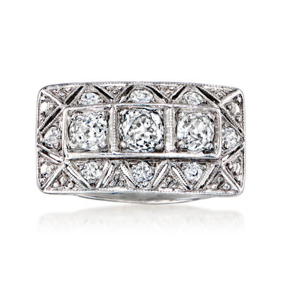 C. 1930 Vintage 1.00 ct. t.w. Diamond Filigree Ring in 18kt White Gold