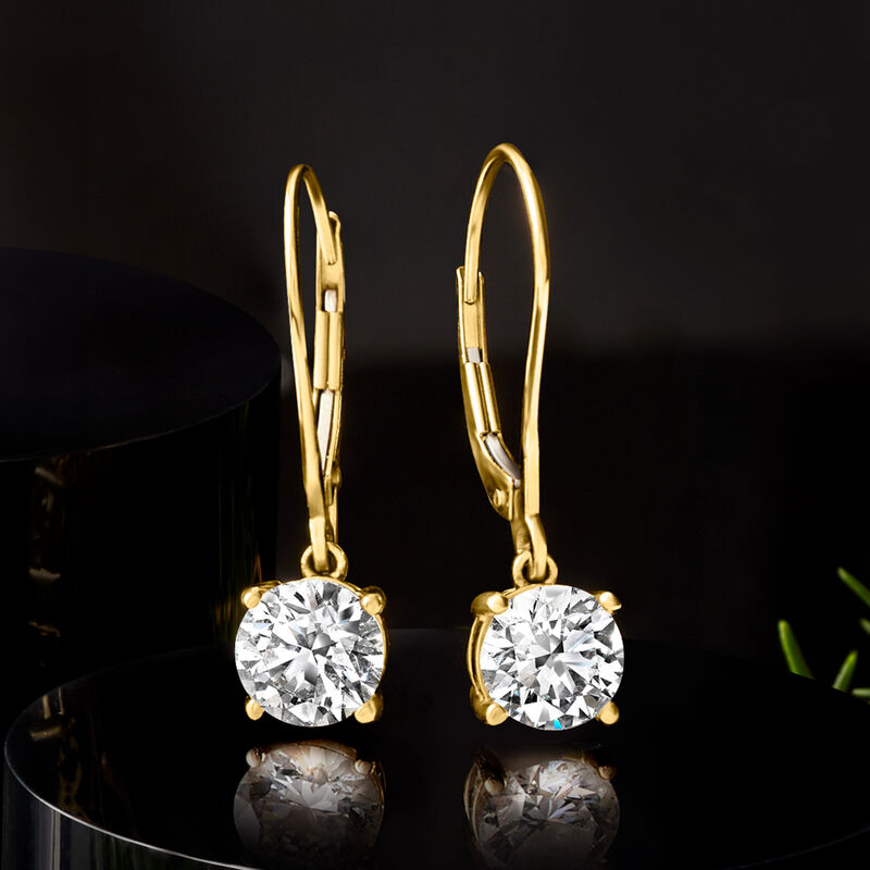 2.00 ct. t.w. Lab-Grown Diamond Drop Earrings in 14kt Yellow Gold  image number 3