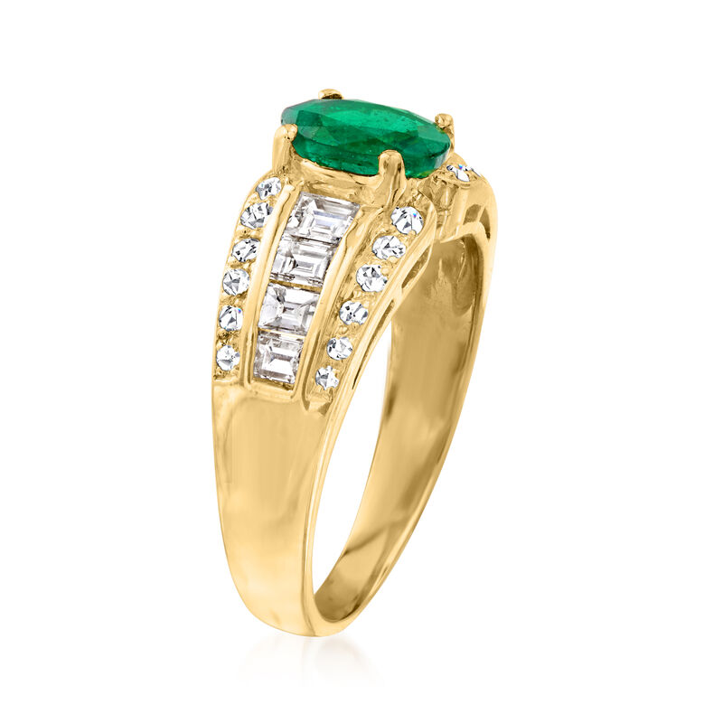 C. 1980 Vintage .60 Carat Emerald Ring with .76 ct. t.w. Diamonds in 18kt Yellow Gold image number 2