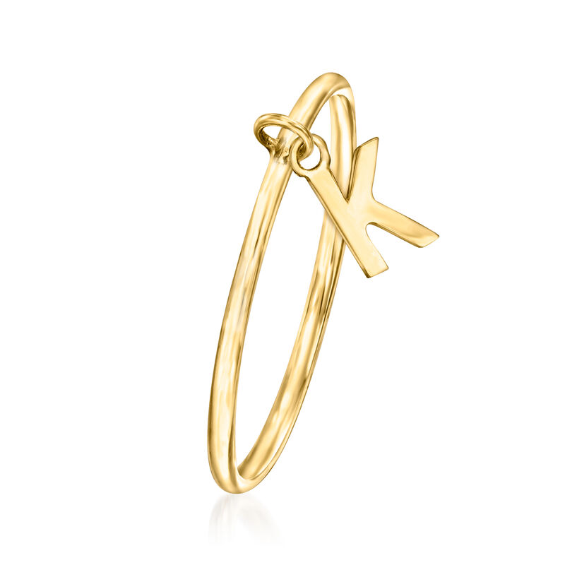 14kt Yellow Gold "K" Initial Charm Ring. Size 7 image number 2