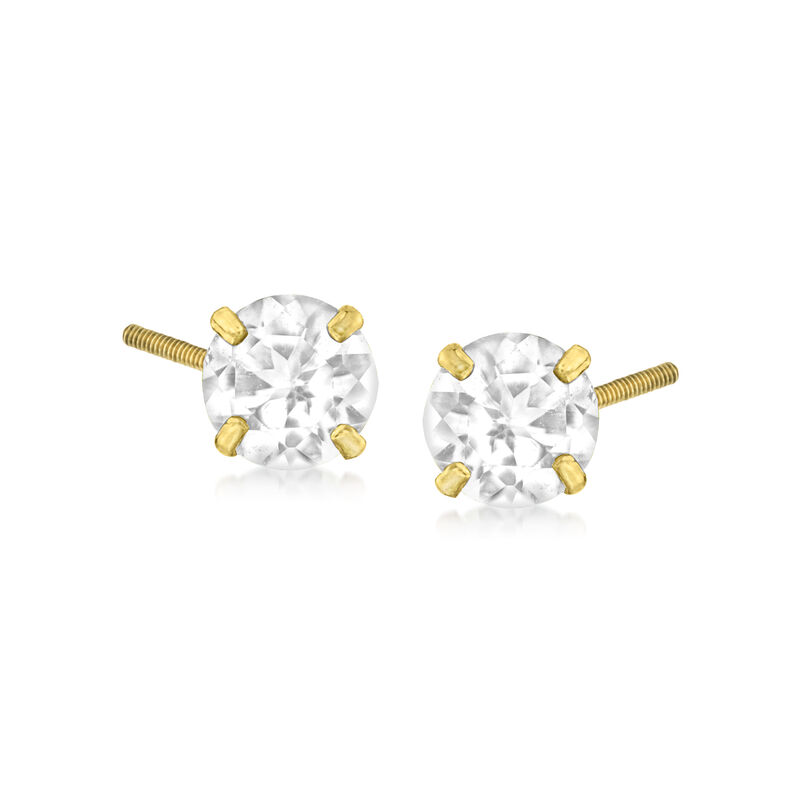 White Topaz (April) - Child's .60 ct. t.w. Stud Earrings in 14kt Yellow Gold image number 0