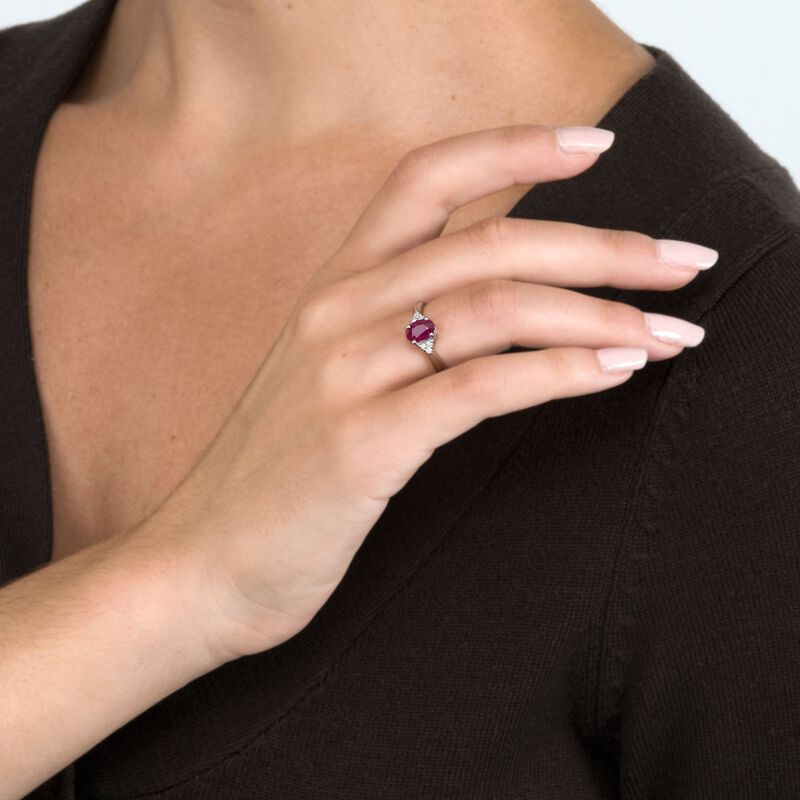 .60 Carat Ruby Ring with Diamond Accents in 14kt White Gold   image number 3