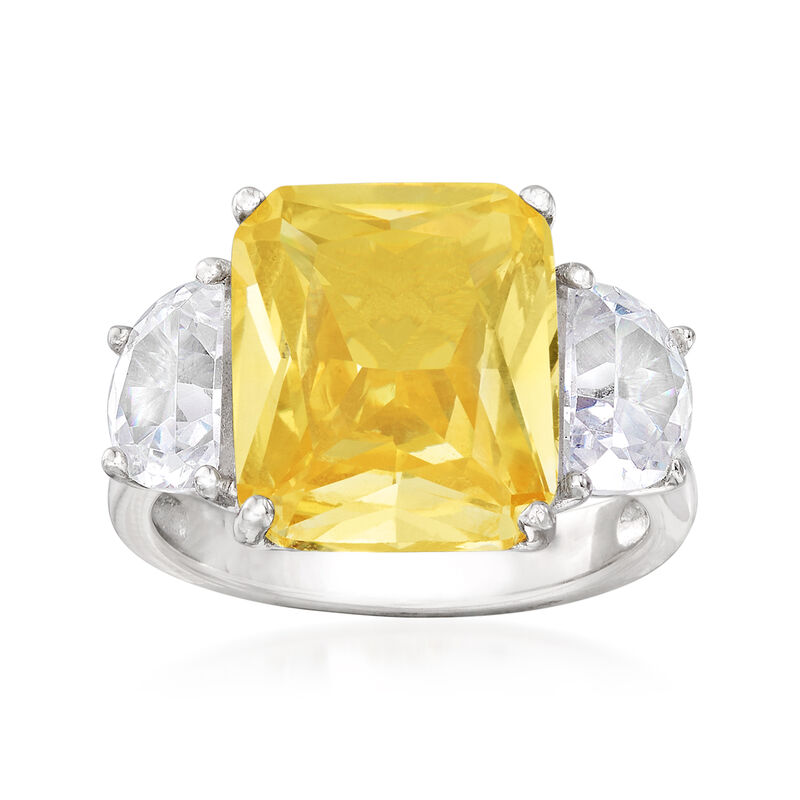 7.65 ct. t.w. Yellow and White CZ Ring in Sterling Silver image number 0