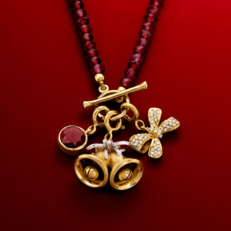 .20 ct. t.w. Diamond Bow Charm in 18kt Gold Over Sterling  image number 3