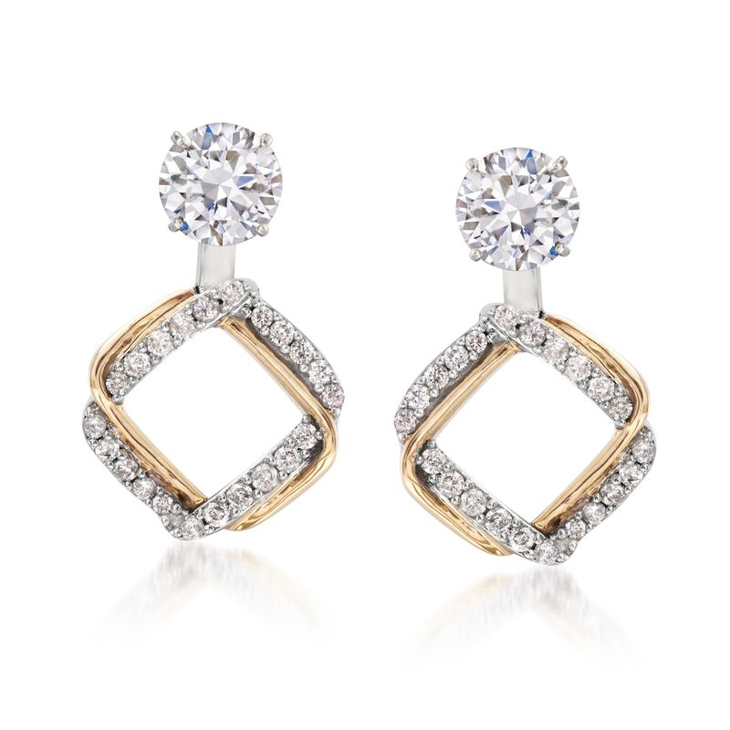 .25 ct. t.w. Diamond Interlocking Square Earring Jackets in 14kt Two-Tone Gold image number 3