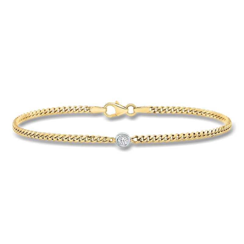 Italian .10 Carat Diamond Curb-Link Bracelet in 14kt Two-Tone Gold. 7.25" image number 0