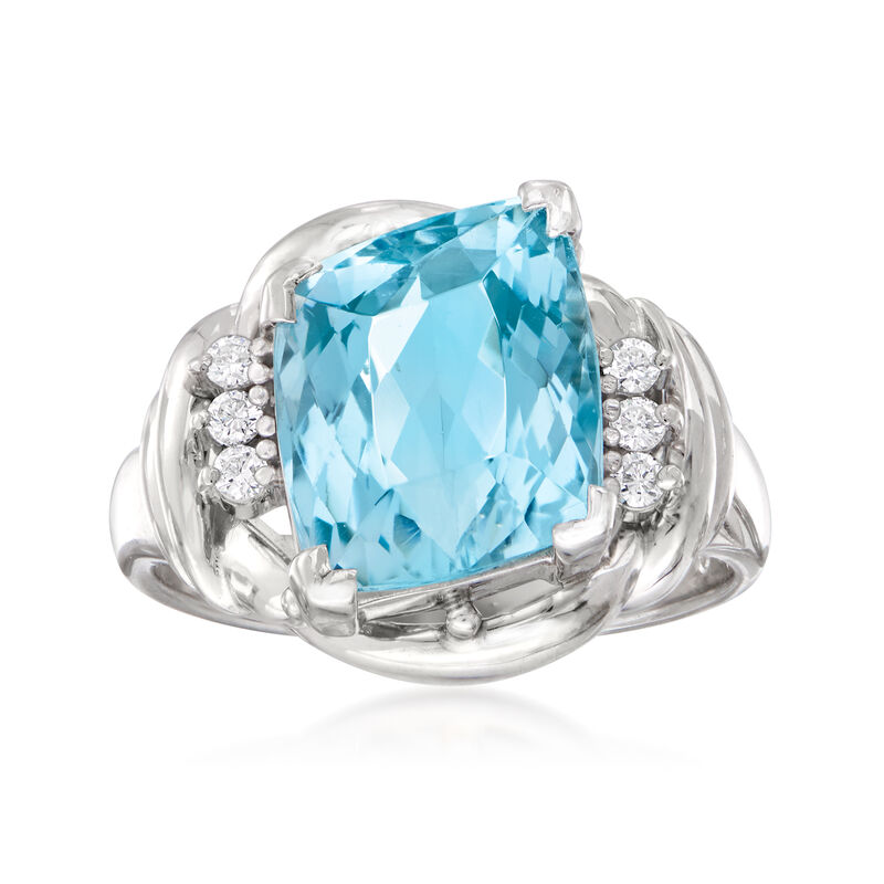 C. 1990 Vintage 3.61 Carat Aquamarine Ring in Platinum image number 0