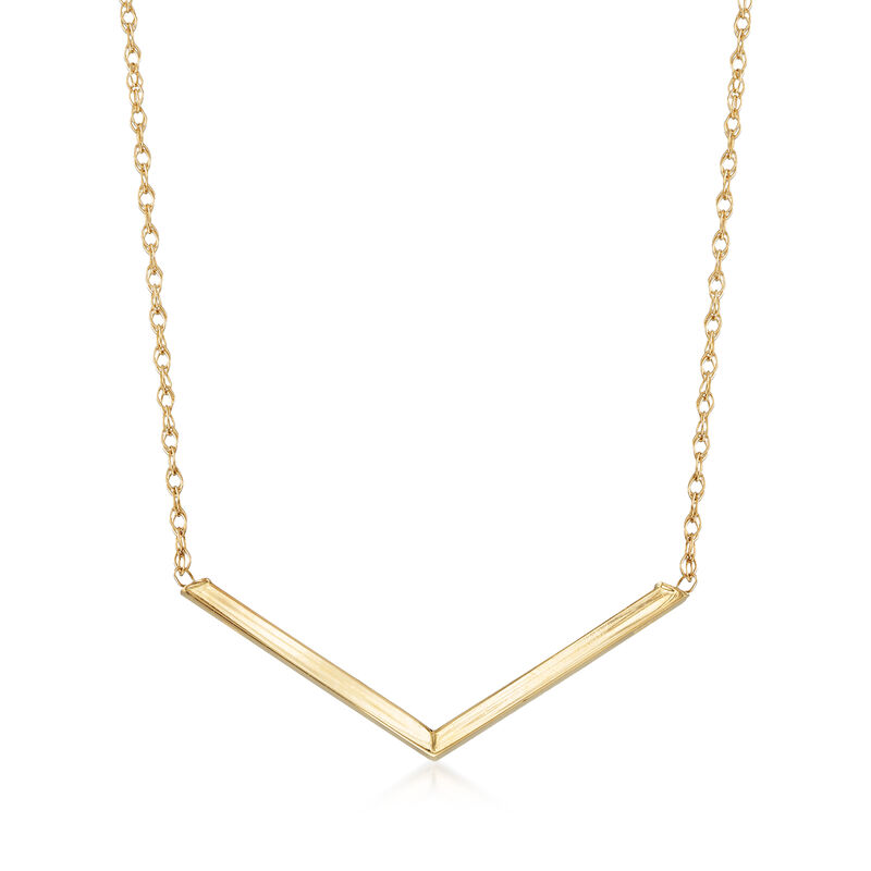 14kt Yellow Gold Chevron Necklace. 18&quot; image number 1