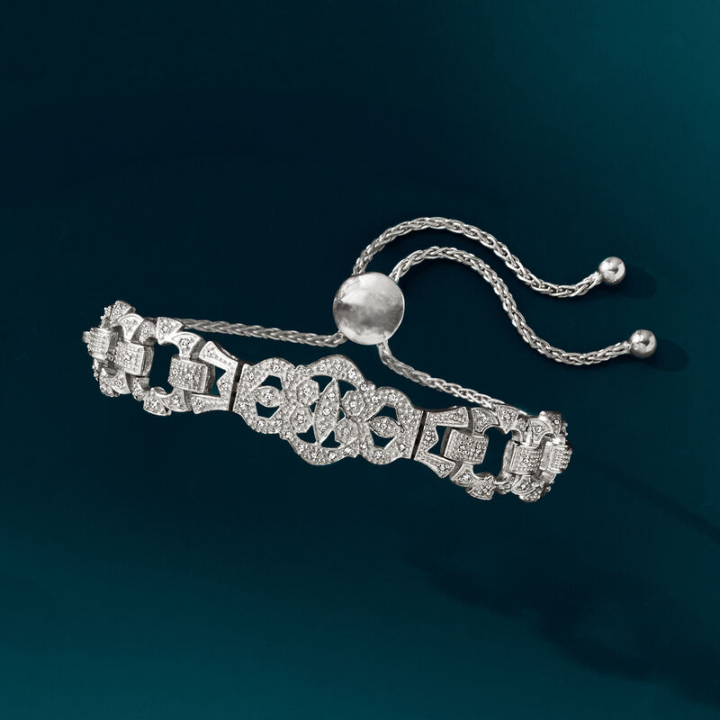 .25 ct. t.w. Diamond Openwork Bolo Bracelet in Sterling Silver image number 5