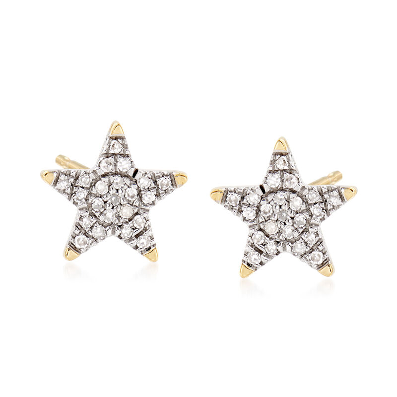 Star Stud Earrings in 14kt Yellow Gold with Diamond Accents image number 0