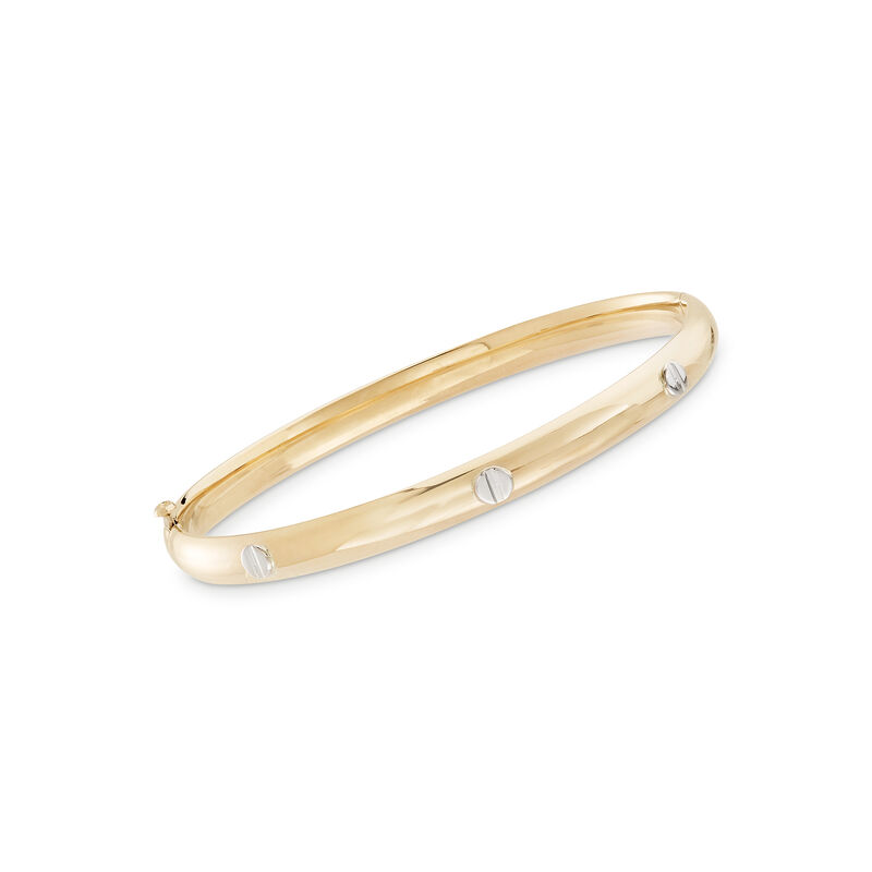 Child's 14kt Two-Tone Gold Bangle Bracelet. 5.5&quot; image number 0