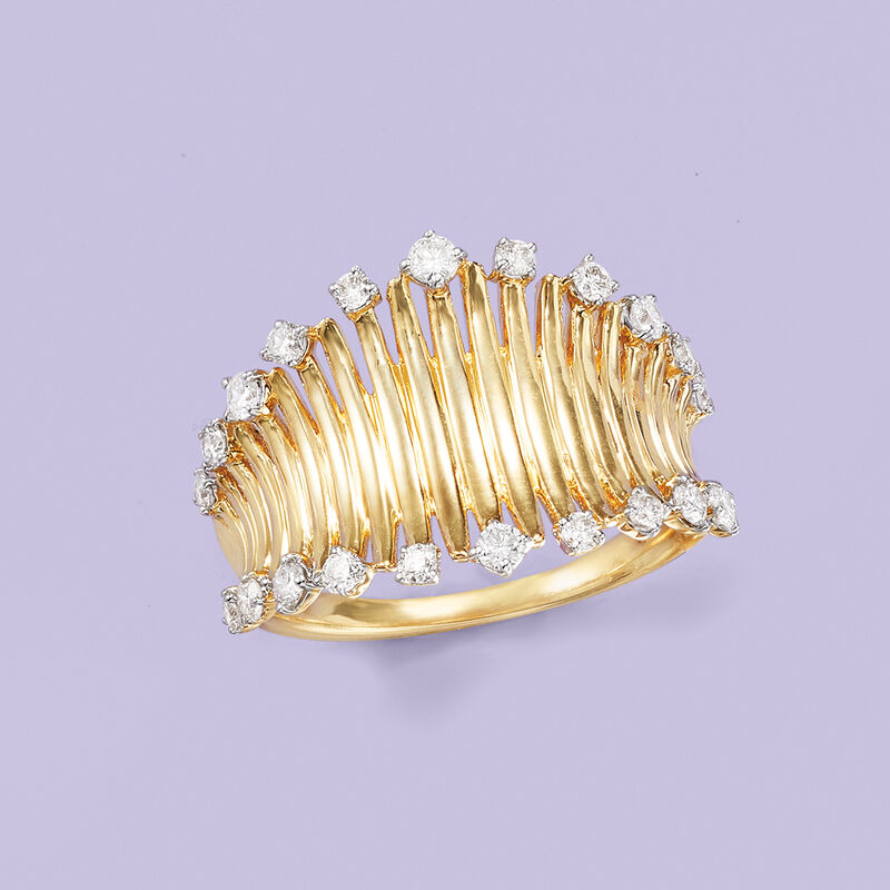 .51 ct. t.w. Diamond Curved Ring in 14kt Yellow Gold image number 3