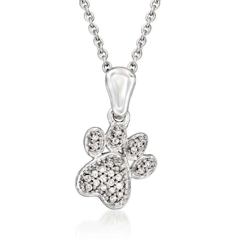 Diamond Paw Print Pendant Necklace in Sterling Silver image number 0