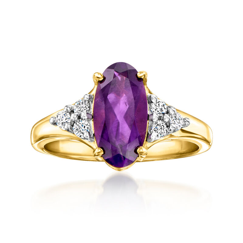 1.70 Carat Amethyst Ring with .20 ct. t.w. Lab-Grown Diamonds in 18kt Gold Over Sterling image number 0