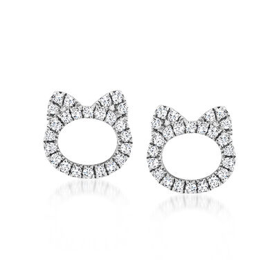.20 ct. t.w. Diamond Cat Earrings in Sterling Silver