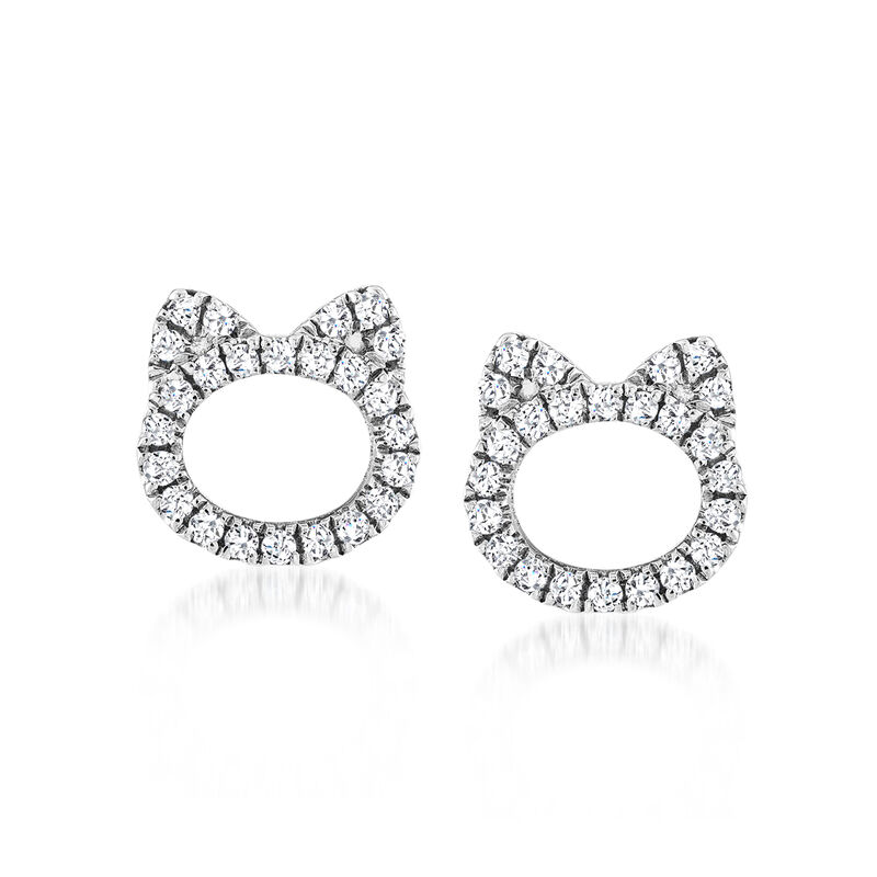 .20 ct. t.w. Diamond Cat Earrings in Sterling Silver image number 0