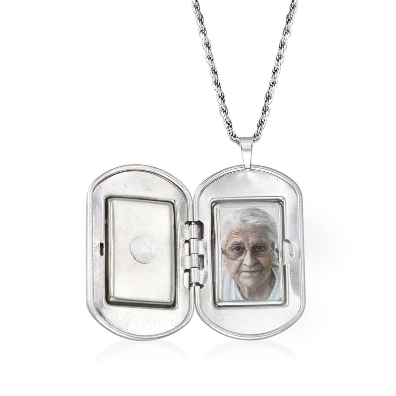 &quot;In Loving Memory&quot; Cross Memorial and Photo Locket Necklace in Sterling Silver image number 2