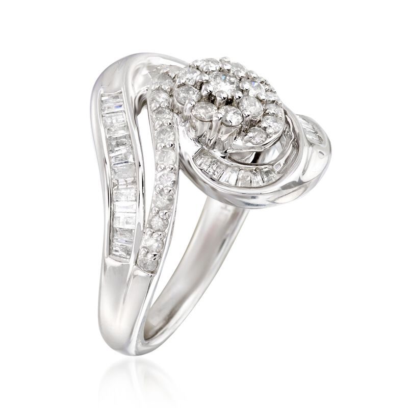 .99 ct. t.w. Diamond Cluster Wavy Ring in Sterling Silver  image number 2