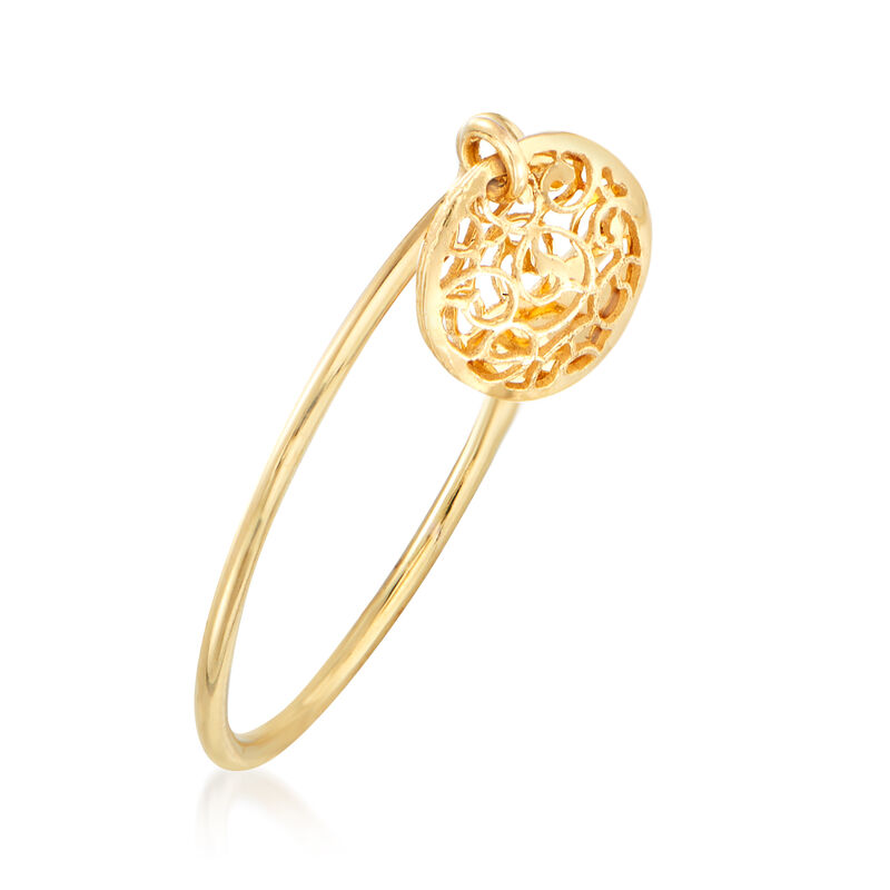 Italian 18kt Yellow Gold Filigree Disc Charm Ring image number 2