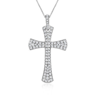 .63 ct. t.w. Diamond Cross Pendant Necklace in 14kt White Gold