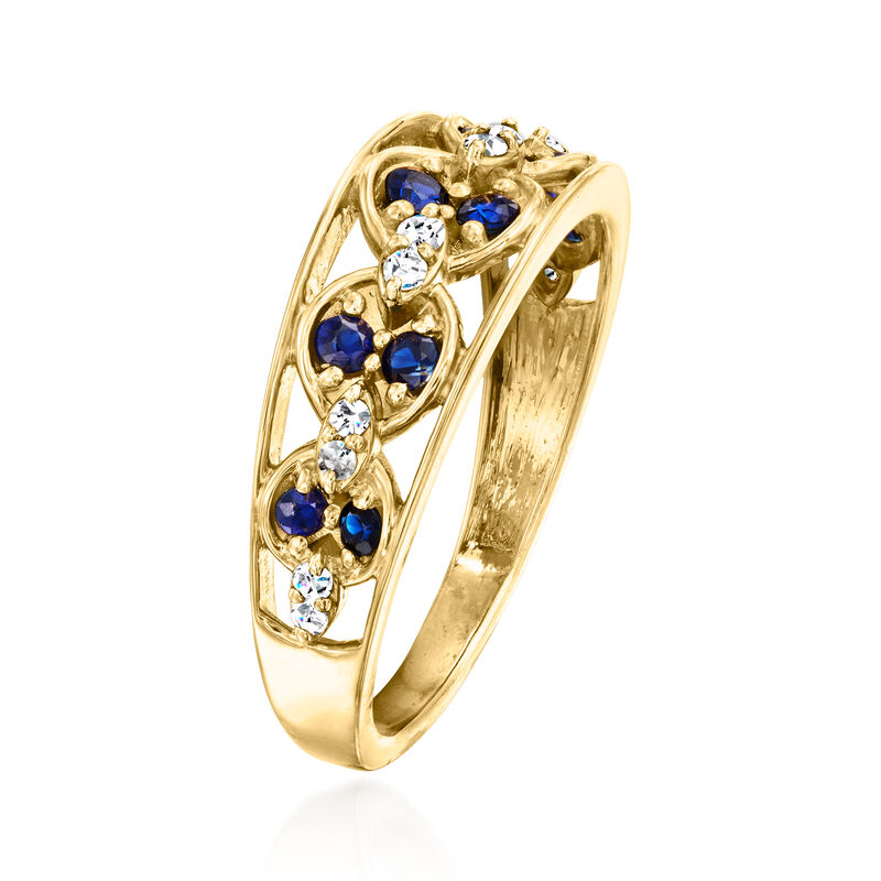 .40 ct. t.w. Sapphire and .12 ct. t.w. Diamond Ring in 14kt Yellow Gold image number 1