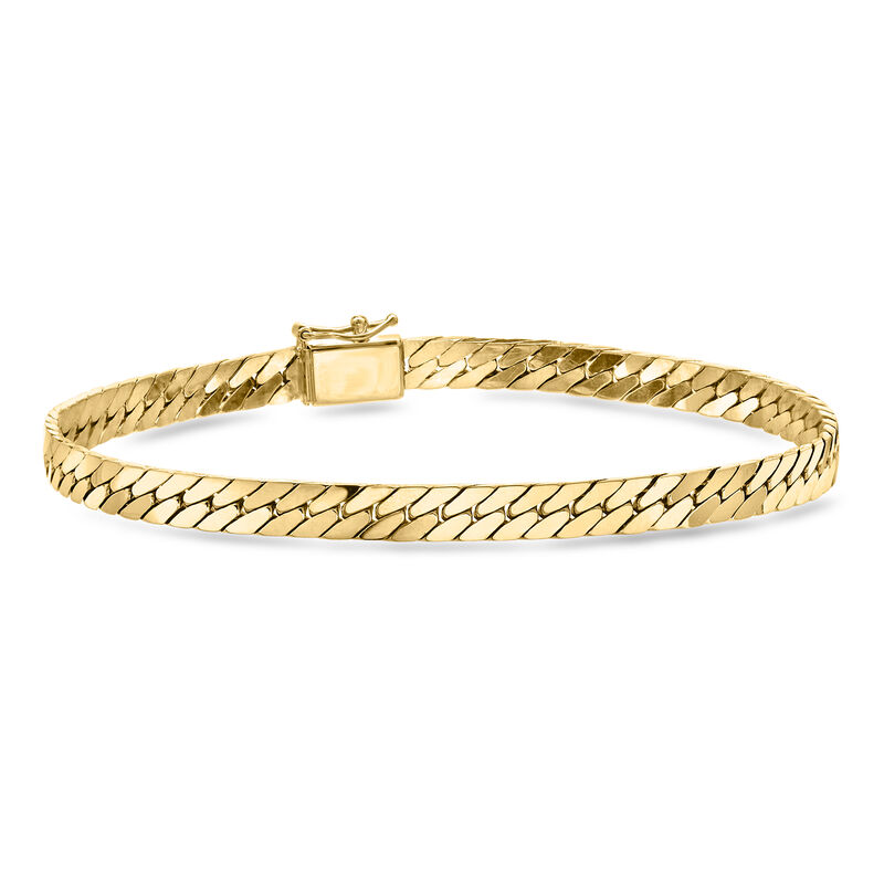 C. 1980 Vintage 14kt Yellow Gold Herringbone Bracelet. 7" image number 0