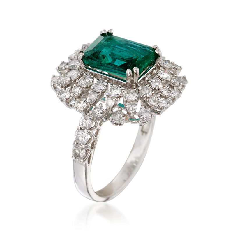 2.75 Carat Emerald and 1.78 ct. t.w. Diamond Ring in 18kt White Gold image number 2