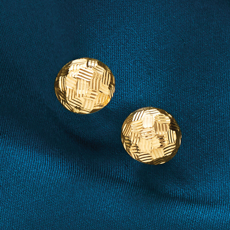 Italian 18kt Yellow Gold Diamond-Cut Dome Stud Earrings image number 3