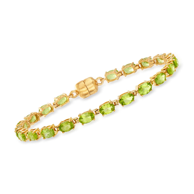 8.50 ct. t.w. Peridot Tennis Bracelet in 18kt Gold Over Sterling with Magnetic Clasp image number 0
