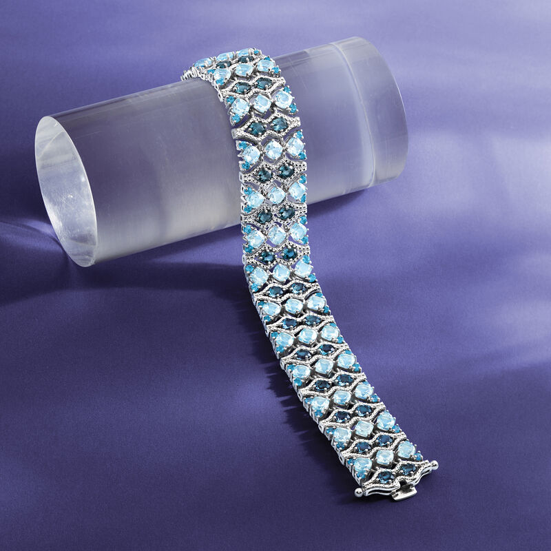 26.75 ct. t.w. London and Sky Blue Topaz Bracelet in Sterling Silver image number 3