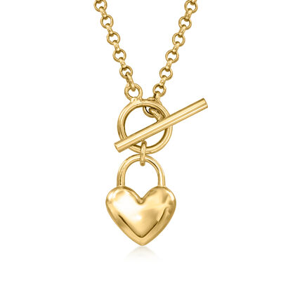 Italian 18kt Gold Over Sterling Heart Toggle Necklace
