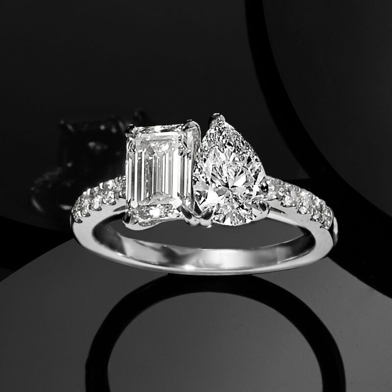 2.25 ct. t.w. Lab-Grown Diamond Toi et Moi Ring in 14kt White Gold image number 4