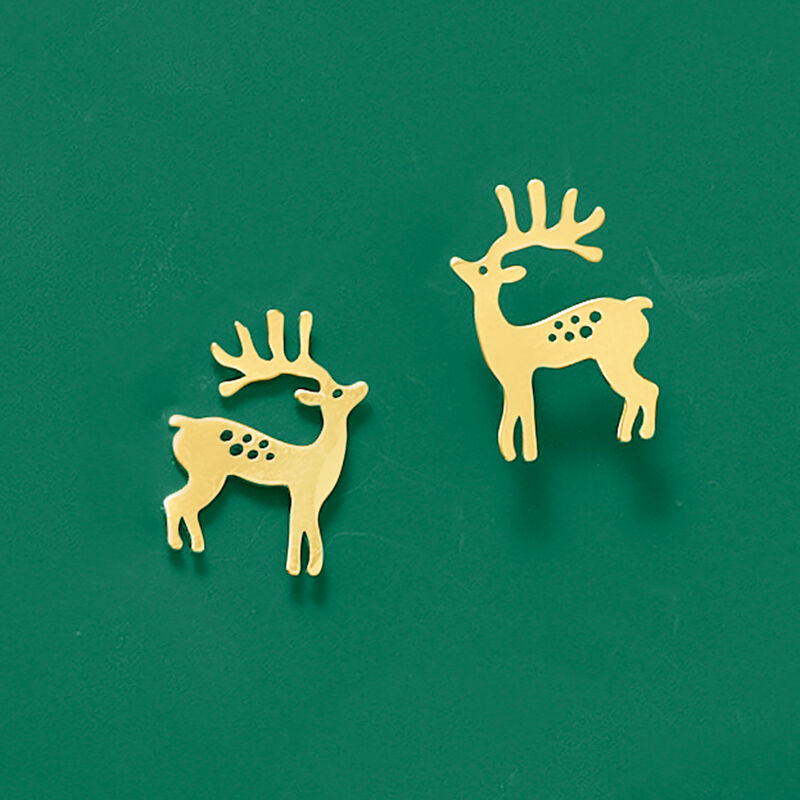 14kt Yellow Gold Reindeer Earrings   image number 3