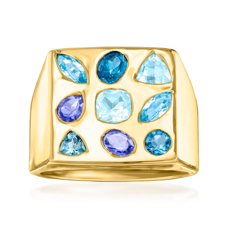 1.60 ct. t.w. Multi-Gemstone Square-Top Ring in 18kt Gold Over Sterling image number 0
